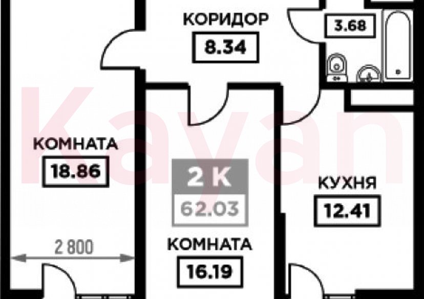 Продажа 2-комн. квартиры, 59.48 кв.м фото 0