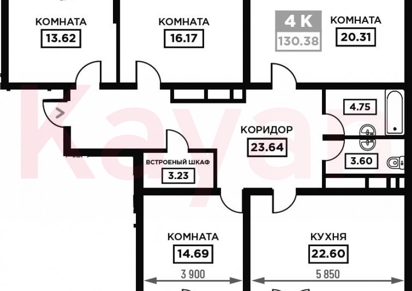 Продажа 4-комн. квартиры, 122.61 кв.м фото 0