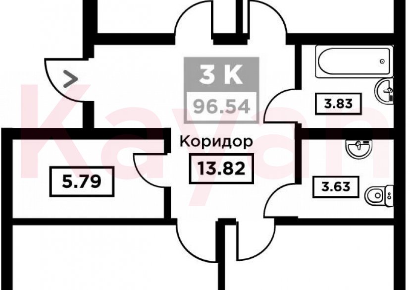 Продажа 3-комн. квартиры, 91.84 кв.м фото 0