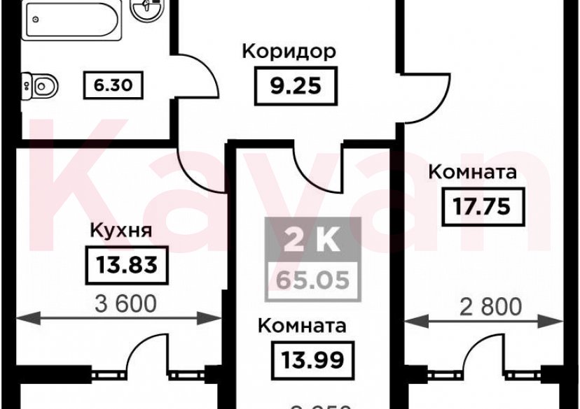 Продажа 2-комн. квартиры, 61.12 кв.м фото 0