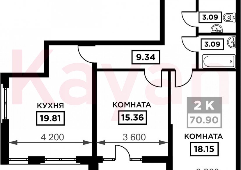 Продажа 2-комн. квартиры, 68.84 кв.м фото 0