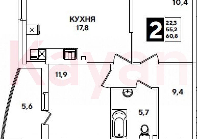 Продажа 3-комн. квартиры, 55.2 кв.м фото 0