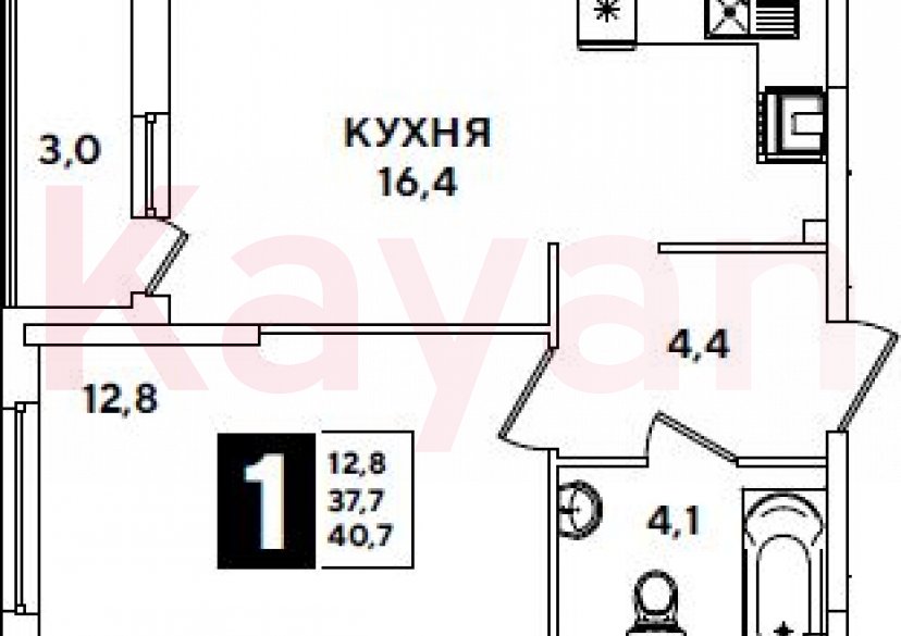 Продажа 2-комн. квартиры, 37.7 кв.м фото 0