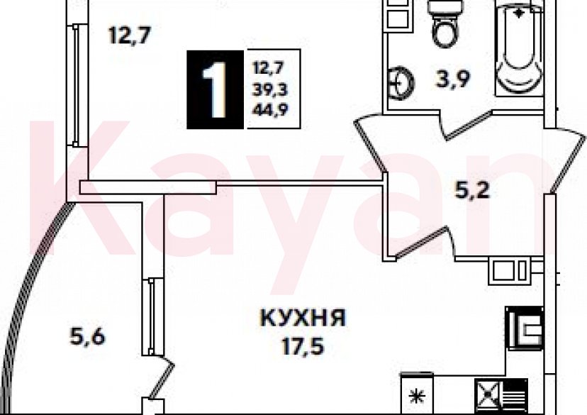 Продажа 1-комн. квартиры, 39.3 кв.м фото 0