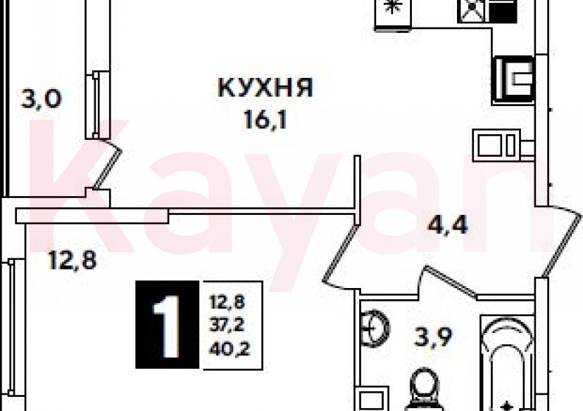 Продажа 2-комн. квартиры, 37.2 кв.м фото 0