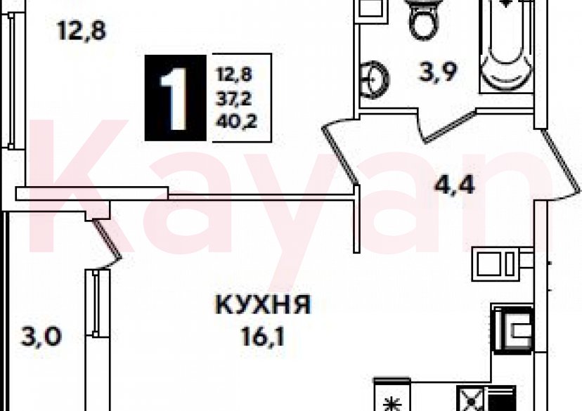 Продажа 2-комн. квартиры, 37.2 кв.м фото 0