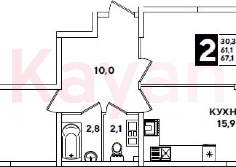 Продажа 3-комн. квартиры, 61.1 кв.м фото 0