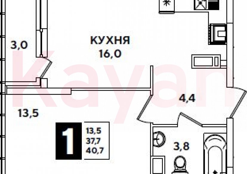 Продажа 2-комн. квартиры, 37.7 кв.м фото 0