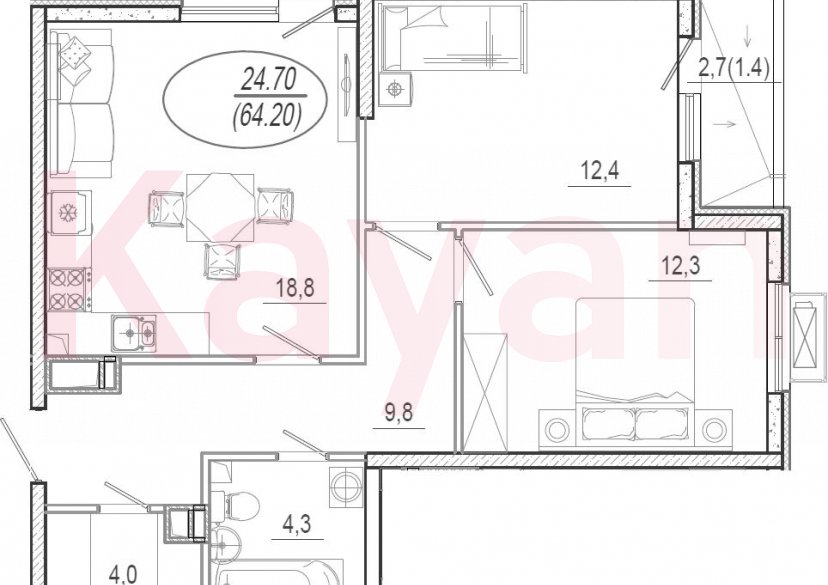 Продажа 3-комн. квартиры, 61.6 кв.м фото 0