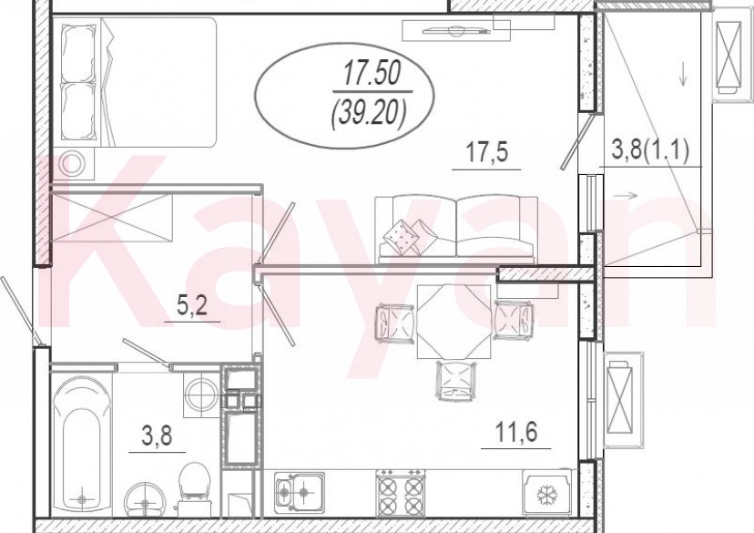 Продажа 1-комн. квартиры, 38.1 кв.м фото 0