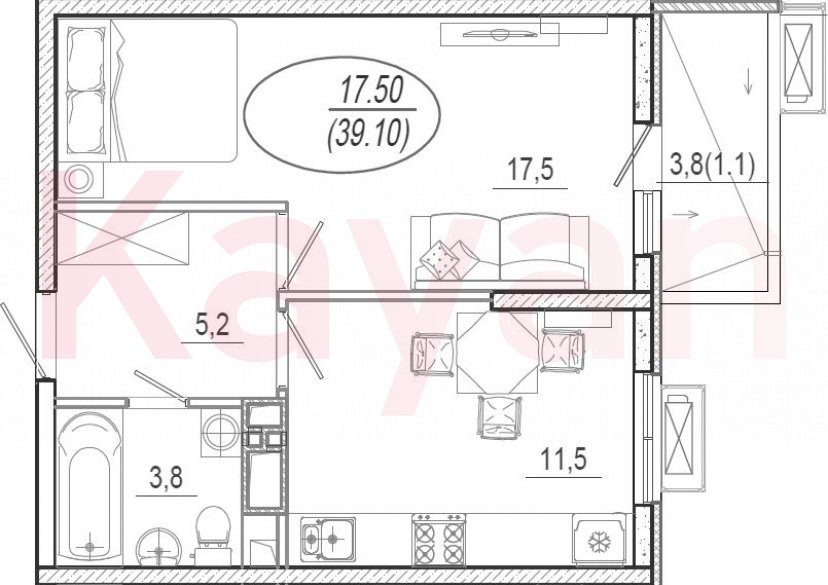 Продажа 1-комн. квартиры, 38 кв.м фото 0