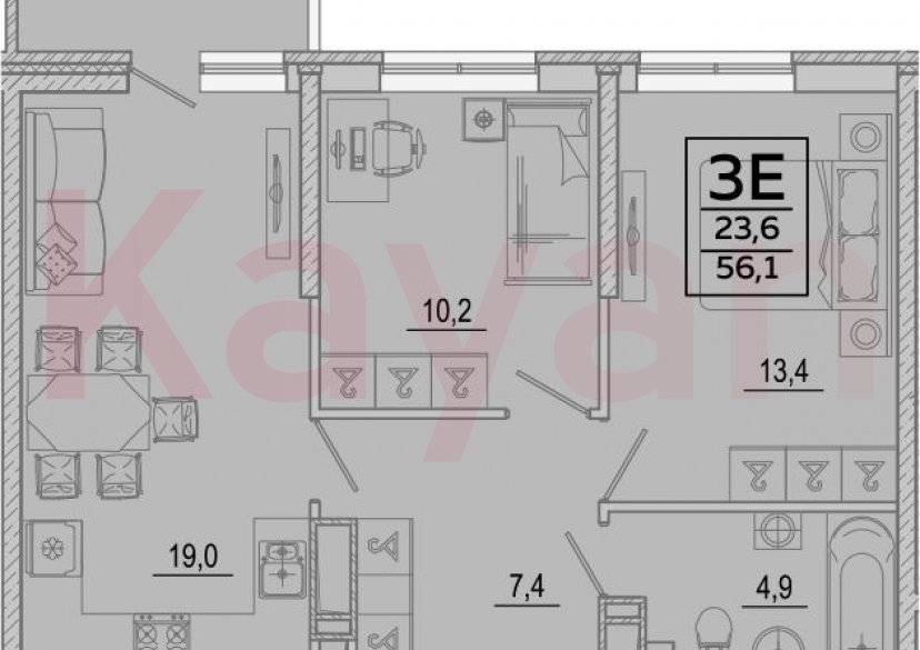 Продажа 3-комн. квартиры, 54.9 кв.м фото 0