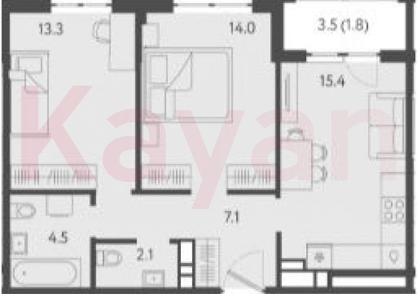 Продажа 3-комн. квартиры, 56.4 кв.м фото 0