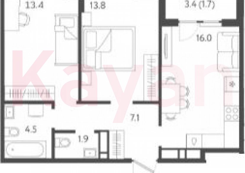 Продажа 3-комн. квартиры, 56.7 кв.м фото 0