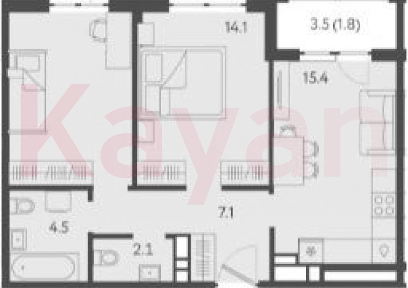 Продажа 3-комн. квартиры, 56.6 кв.м фото 0