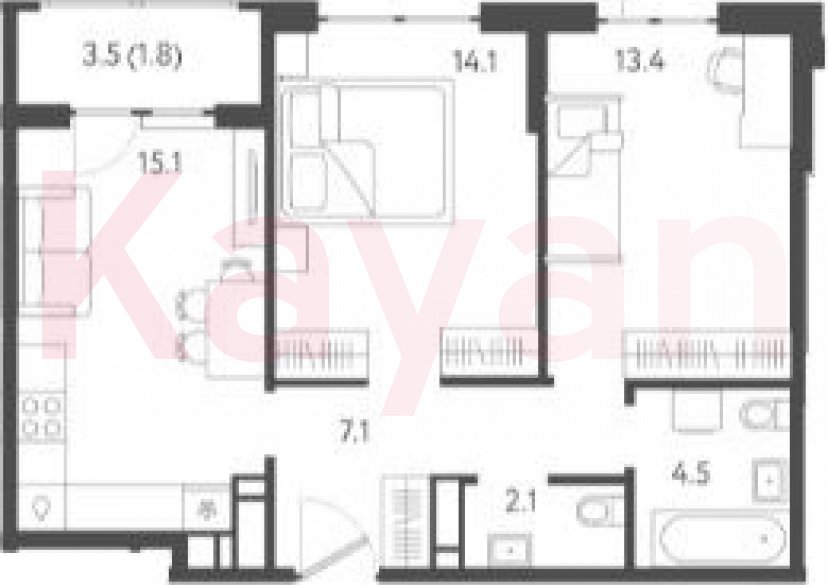 Продажа 3-комн. квартиры, 56.3 кв.м фото 0