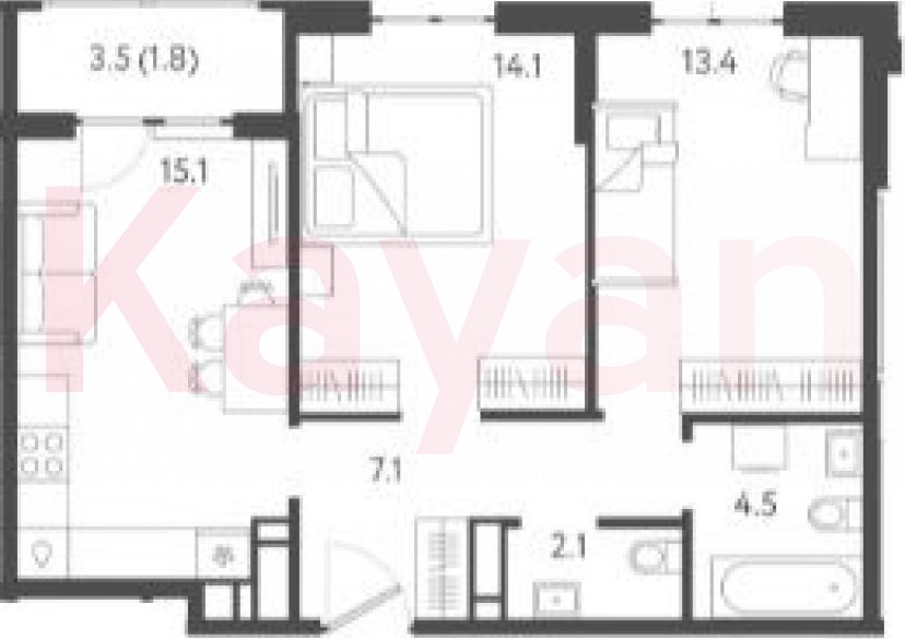 Продажа 3-комн. квартиры, 56.3 кв.м фото 0