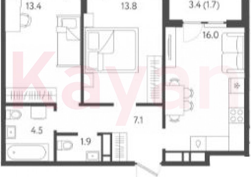 Продажа 3-комн. квартиры, 56.7 кв.м фото 0