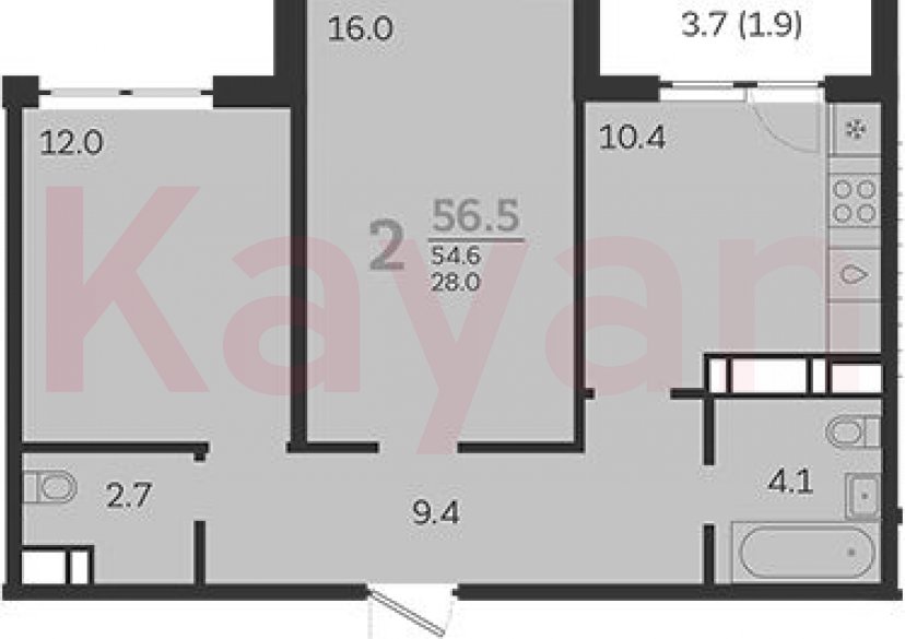 Продажа 2-комн. квартиры, 54.6 кв.м фото 0