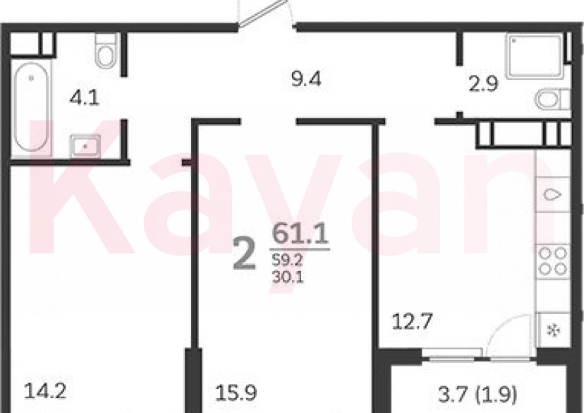 Продажа 2-комн. квартиры, 59.2 кв.м фото 0