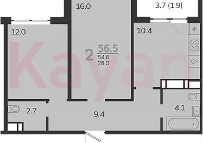 Продажа 2-комн. квартиры, 54.6 кв.м фото 0