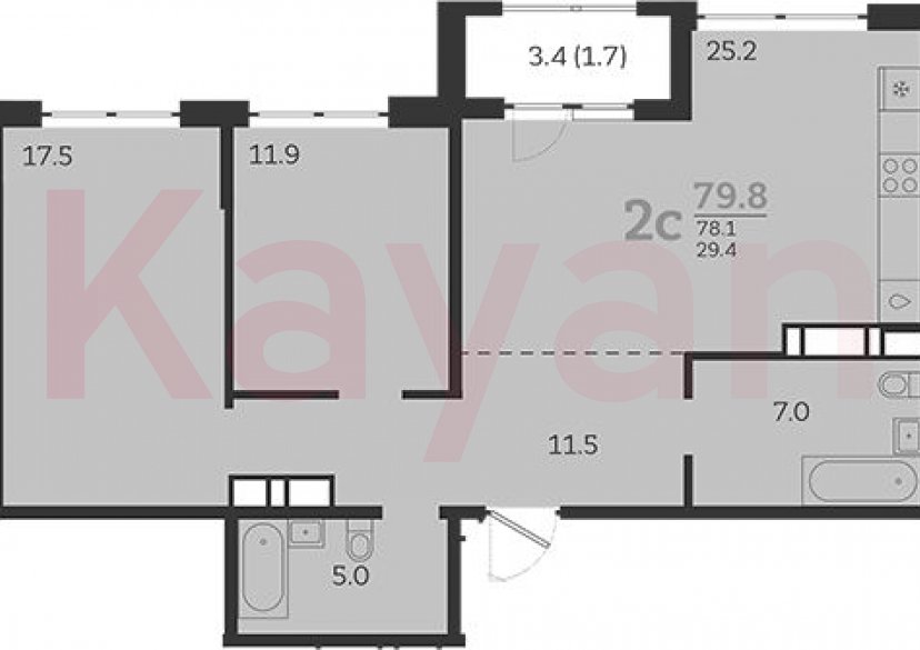 Продажа 2-комн. квартиры, 78.1 кв.м фото 0