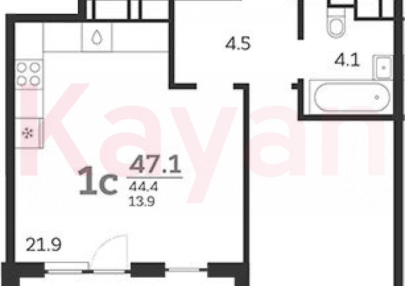 Продажа 2-комн. квартиры, 44.4 кв.м фото 0