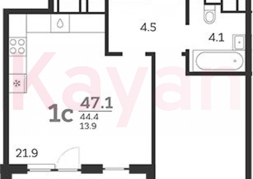 Продажа 2-комн. квартиры, 44.4 кв.м фото 0