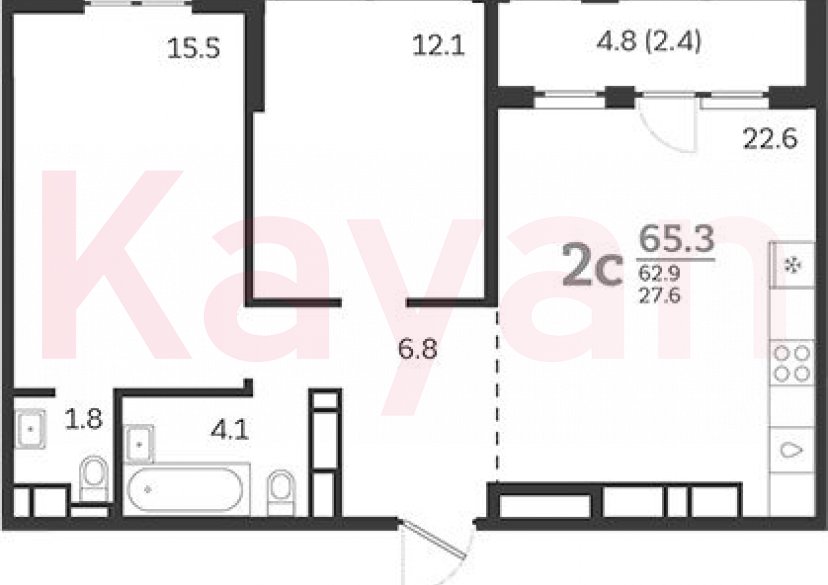 Продажа 3-комн. квартиры, 62.9 кв.м фото 0