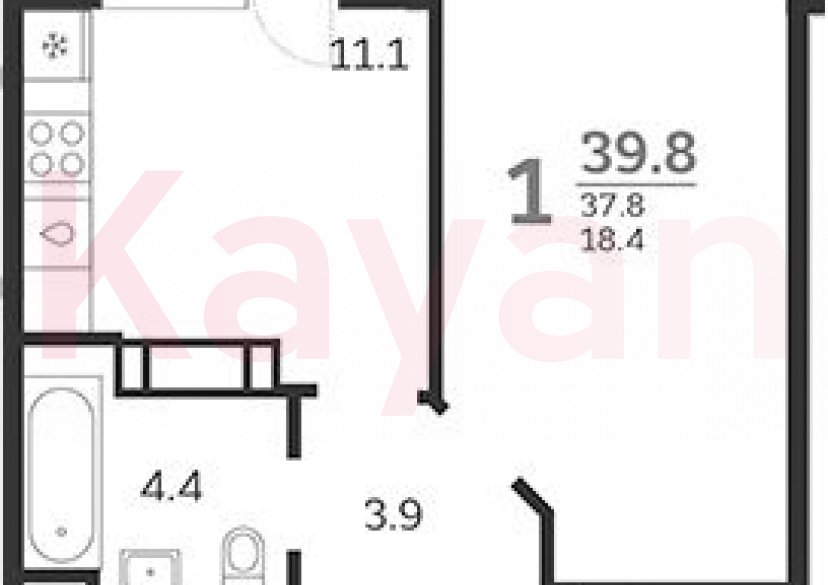 Продажа 1-комн. квартиры, 37.8 кв.м фото 0