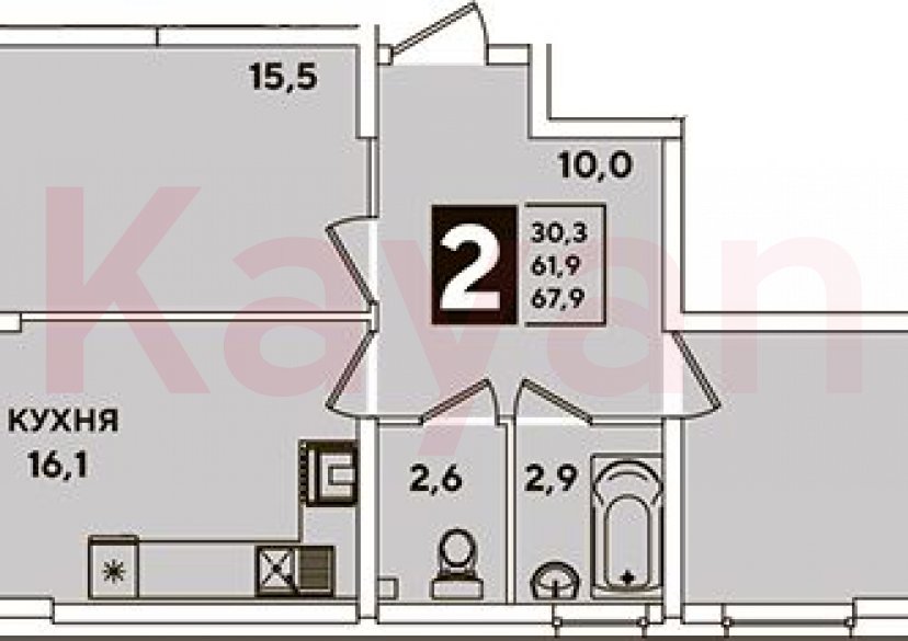 Продажа 3-комн. квартиры, 61.9 кв.м фото 0