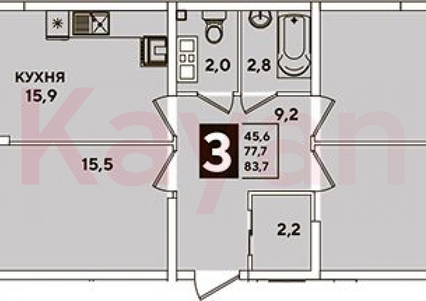 Продажа 4-комн. квартиры, 77.7 кв.м фото 0