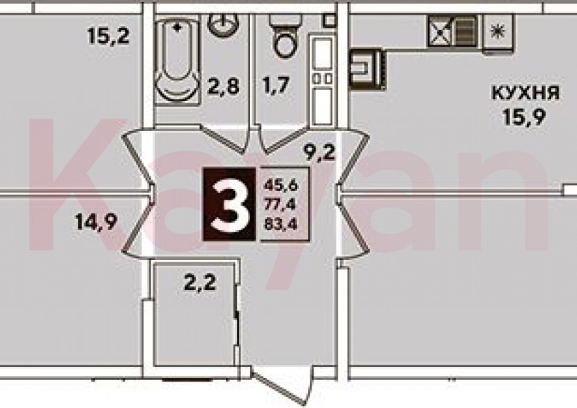 Продажа 4-комн. квартиры, 77.4 кв.м фото 0