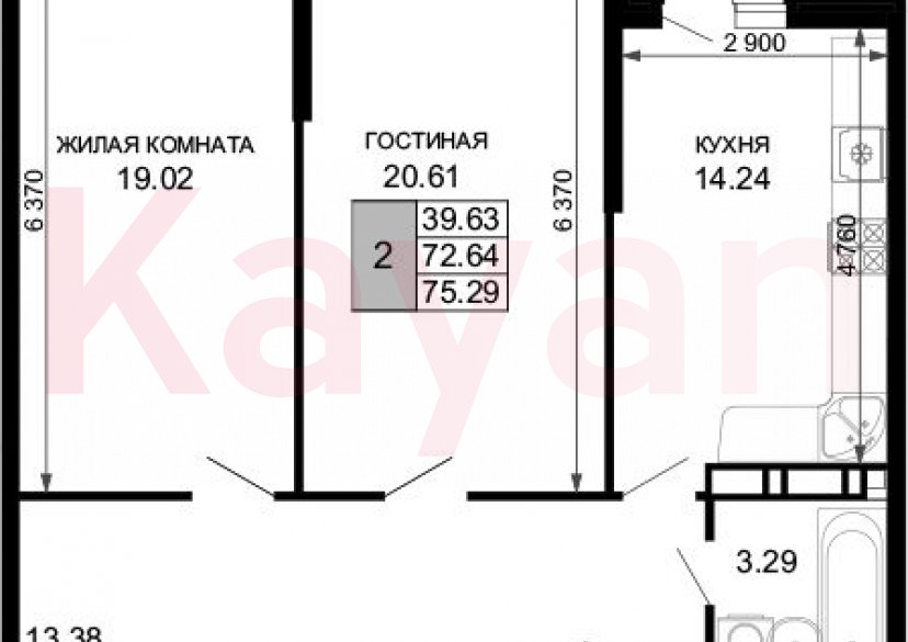 Продажа 2-комн. квартиры, 72.64 кв.м фото 0