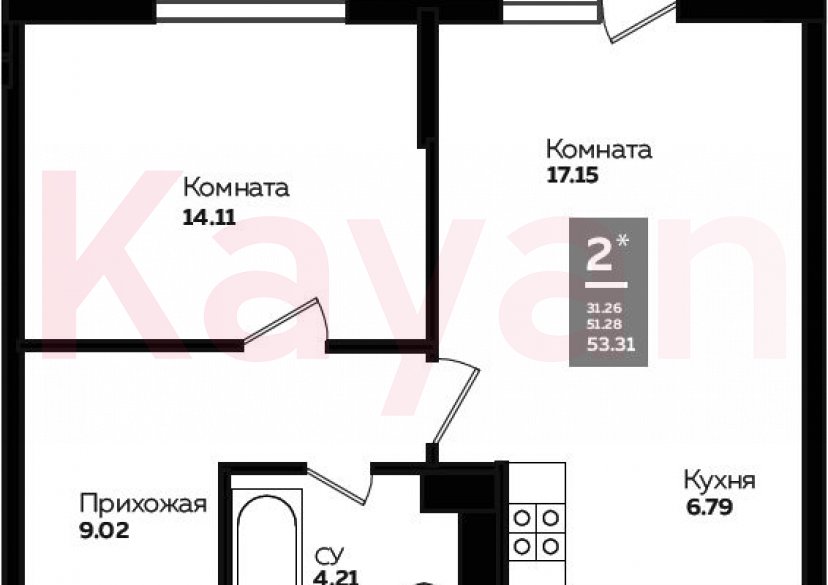 Продажа 2-комн. квартиры, 49.47 кв.м фото 0