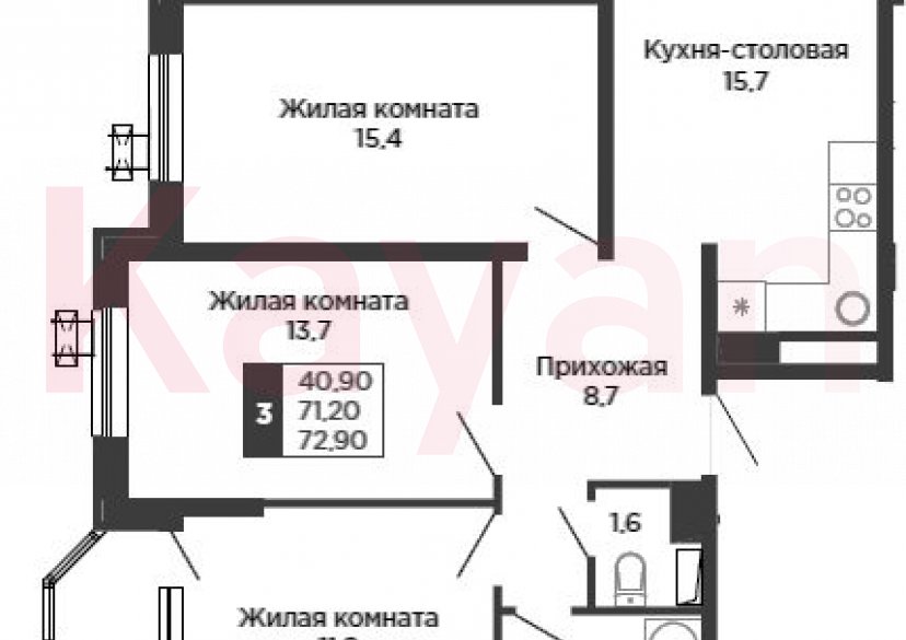 Продажа 4-комн. квартиры, 71.2 кв.м фото 0