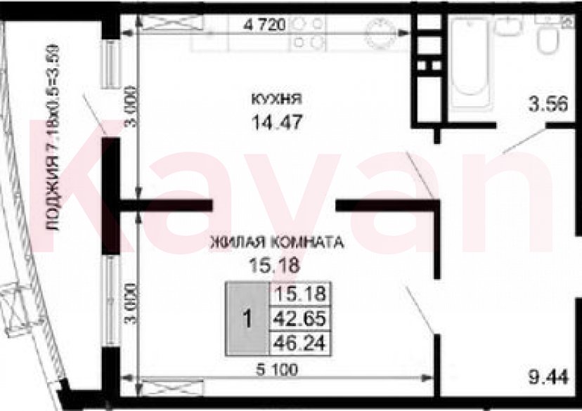 Продажа 1-комн. квартиры, 42.65 кв.м фото 0