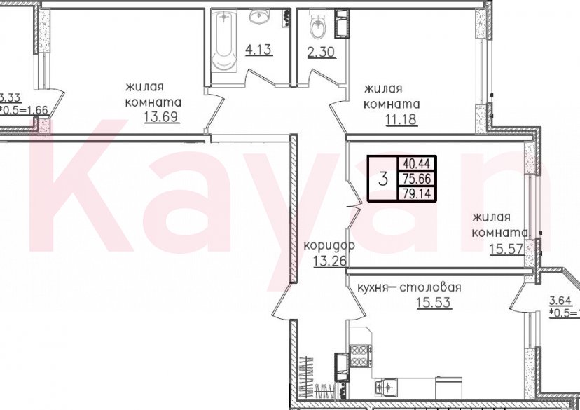 Продажа 4-комн. квартиры, 75.66 кв.м фото 0