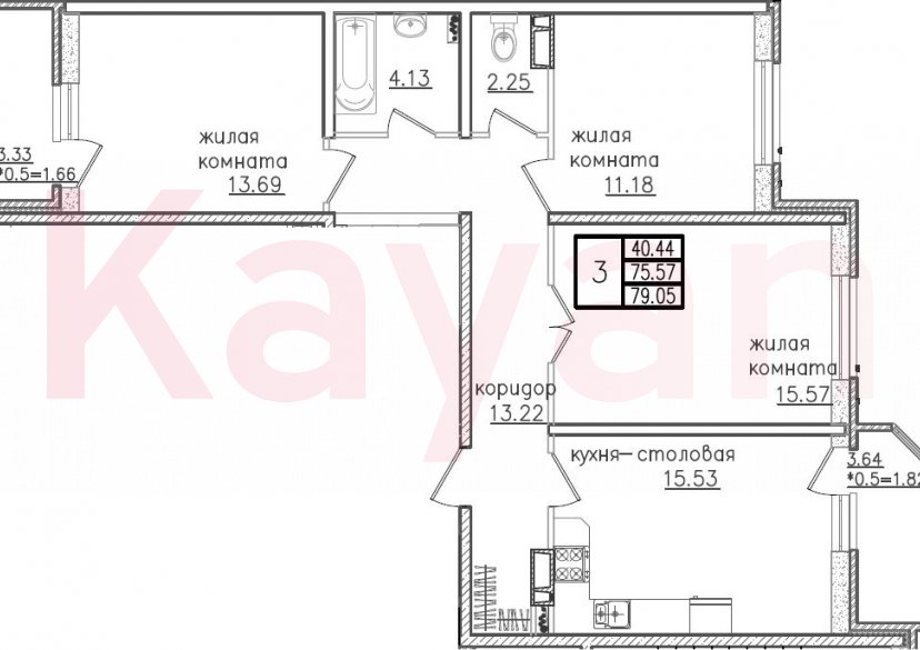 Продажа 4-комн. квартиры, 75.57 кв.м фото 0