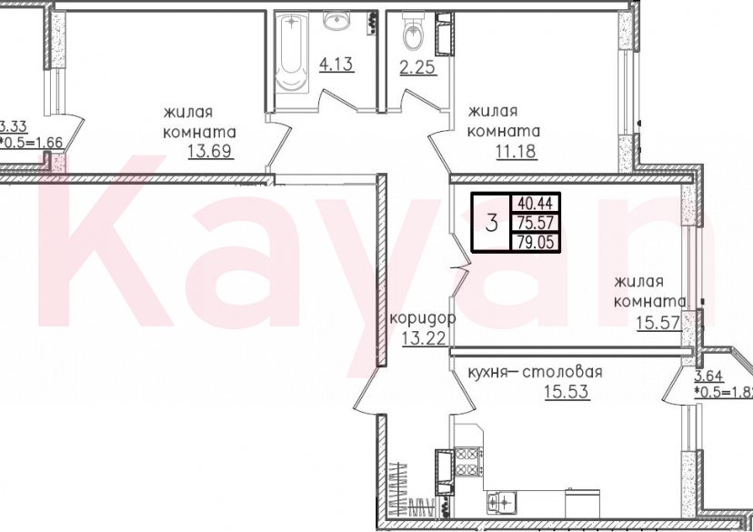 Продажа 4-комн. квартиры, 75.57 кв.м фото 0