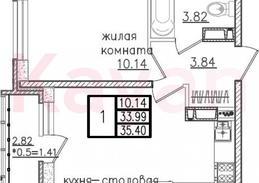 Продажа 2-комн. квартиры, 33.99 кв.м фото 0