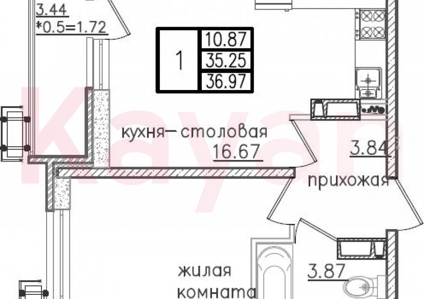 Продажа 2-комн. квартиры, 35.25 кв.м фото 0