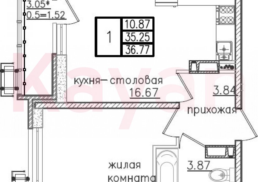 Продажа 2-комн. квартиры, 35.25 кв.м фото 0