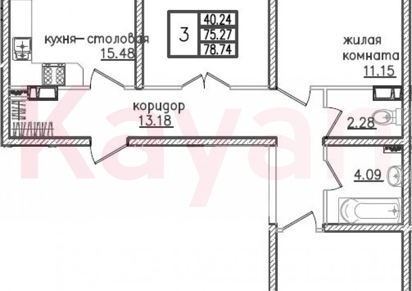 Продажа 4-комн. квартиры, 75.27 кв.м фото 0