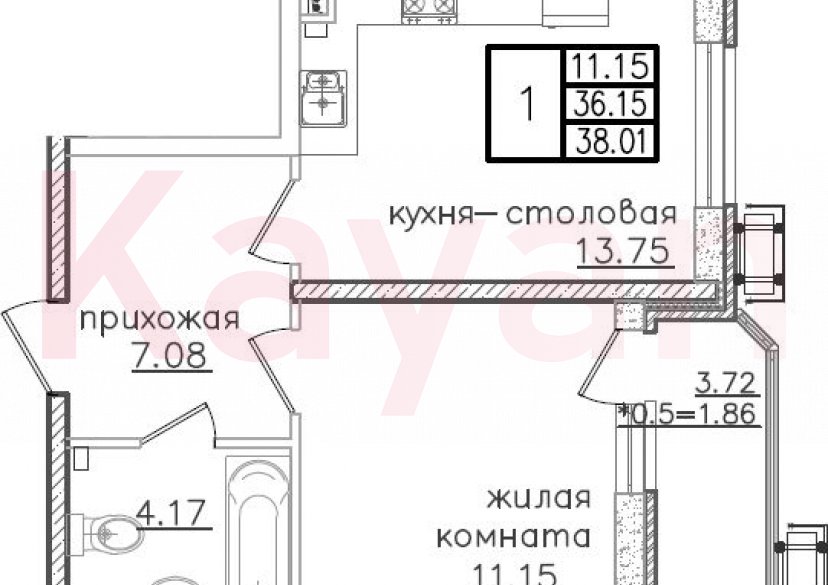 Продажа 1-комн. квартиры, 36.15 кв.м фото 0