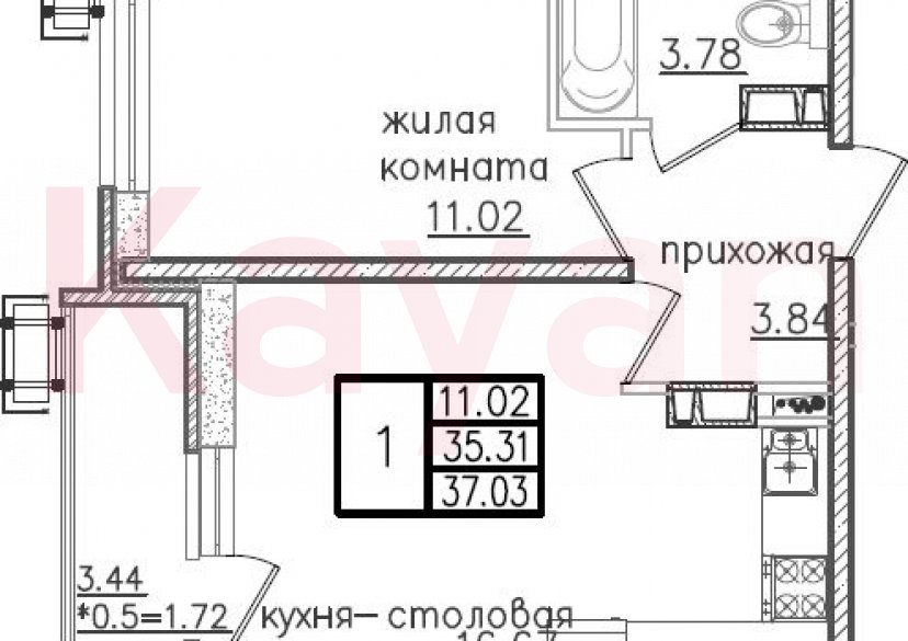 Продажа 2-комн. квартиры, 35.31 кв.м фото 0