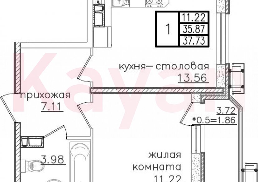 Продажа 1-комн. квартиры, 35.87 кв.м фото 0