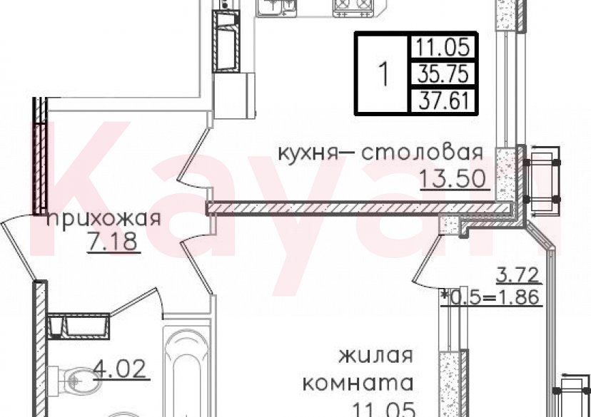 Продажа 1-комн. квартиры, 35.75 кв.м фото 0