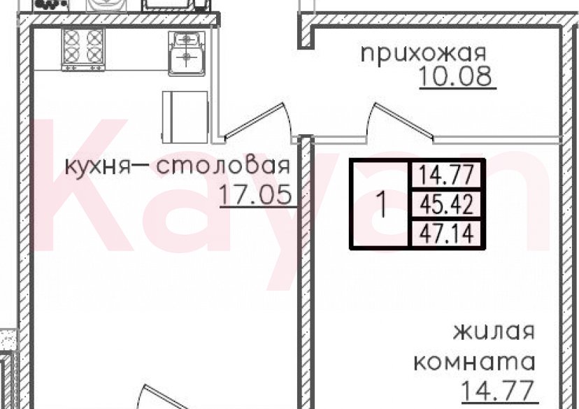 Продажа 2-комн. квартиры, 45.42 кв.м фото 0