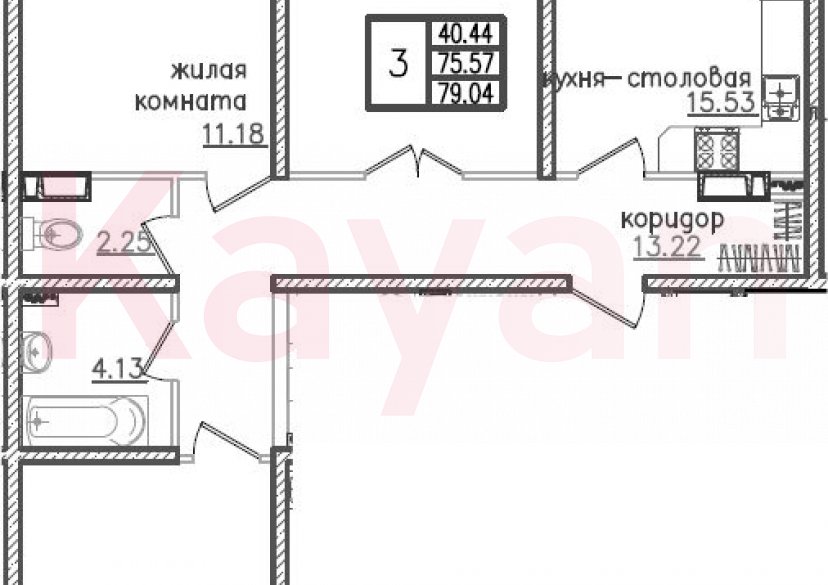 Продажа 4-комн. квартиры, 75.57 кв.м фото 0